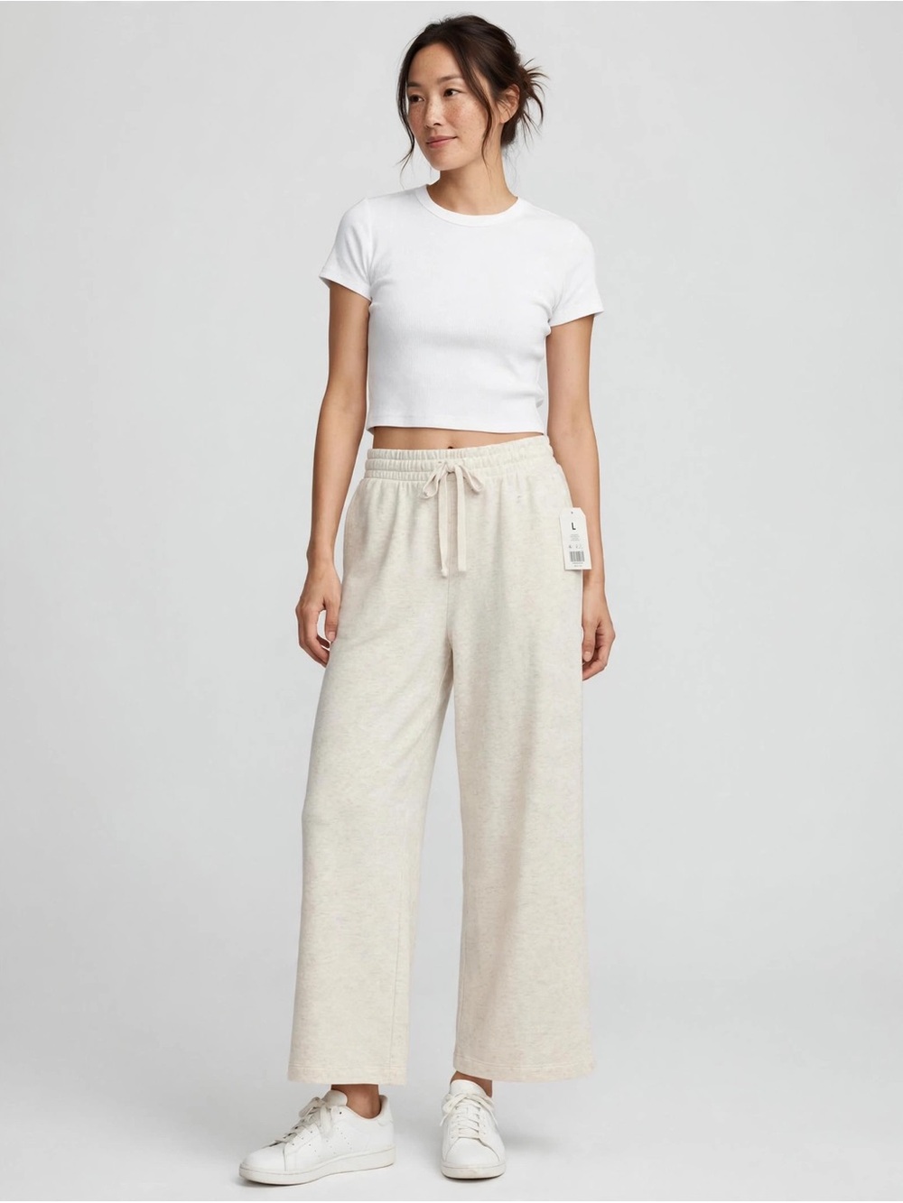 Wonderly Natural Cream Wide-Leg Drawstring Lounge Pants